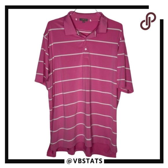 Peter Millar Pink and White Striped Summer Comfort SS Polo Shirt in Size XXL - Picture 1 of 5